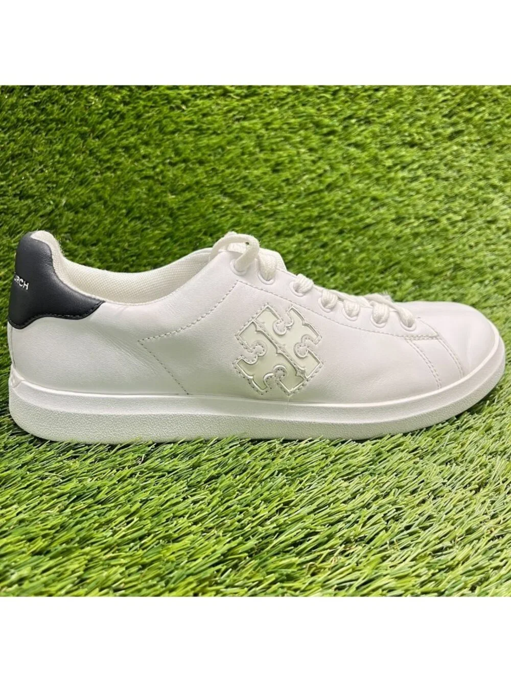Tory Burch Double T Howell Court Womens Size 8.5 White Athletic Shoes Sneakers